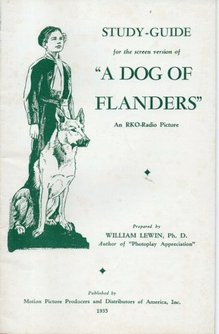 60815.  Rare 1935 Photoplay Study Guide " A Dog Of Flanders " Rko Radio Picture
