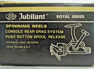 Vintage Jubilant KC - 3000 Spinning Fishing Reel Medium Rare W/Orig Box 5