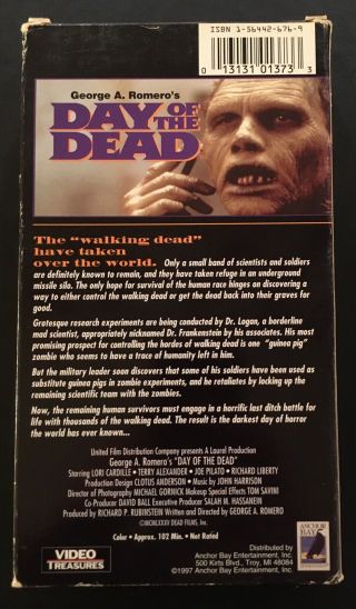 Day Of The Dead VG,  VHS George A.  Romero Dawn RARE 1997 Anchor Bay Edition 3