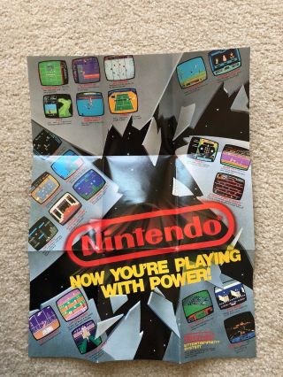Now Your Playing With Power Nintendo Nes Poster 1988 Insert Promo Vintage Rare