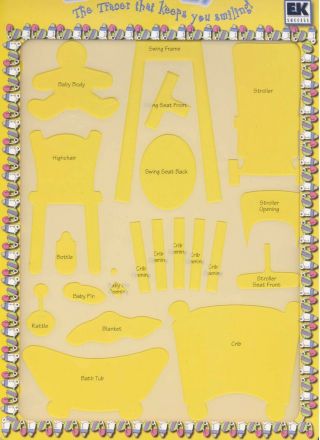 Rare Tracerkins Paperkins Baby Accessories Stencil,  Template - Make Paper Dolls