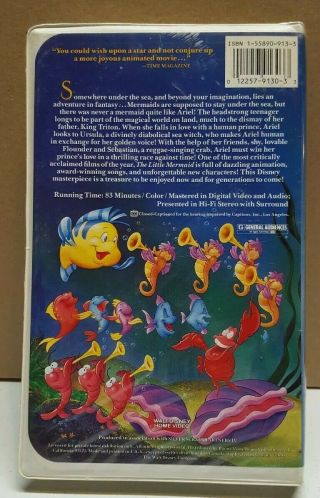 THE LITTLE MERMAID Walt Disney BLACK DIAMOND CLASSIC (VHS) BANNED COVER ART RARE 2