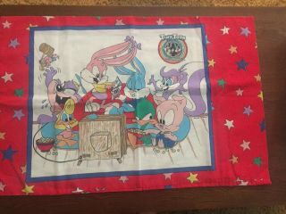 Rare Vintage 1990 Tiny Toons Pillowcase Bugs Bunny Bed Fabric 90s