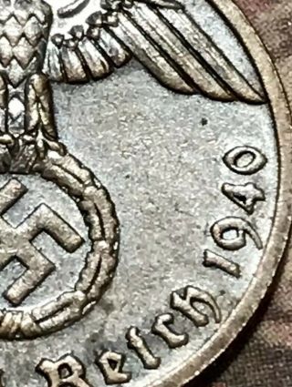 The Rare Third Reich Bronze 1940 - F German Ww2 Coin World War War 2 Us Antique