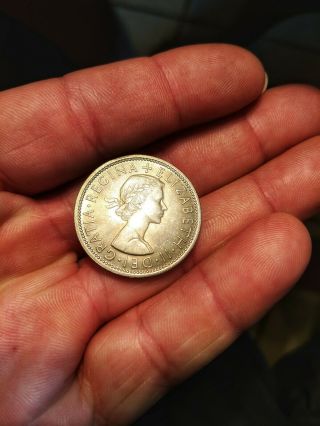 1967 Elizabeth 11 Dei Gratia Regina Two Shillings Fid Def Rare Pure Silver Coin
