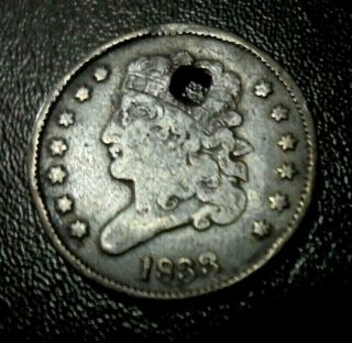 Rare Au 1833 Classic Head Half Cent 1/200 Dollar Coin Chocolate Luster
