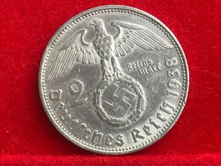 2 Reichsmark 1938 E With Nazi Coin Swastika Silver Brilliant - - Rare - - -