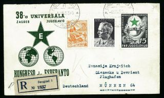 Yugoslavia Esperanto Kongres 1953 Vf Cover Rare