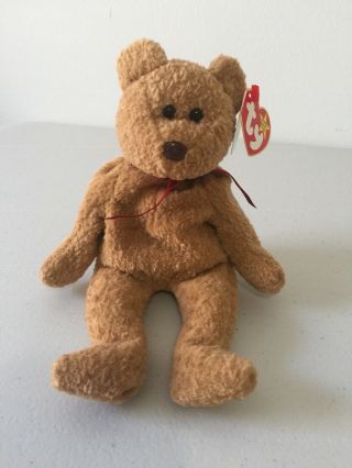 Ty Beanie Baby " Curly " Bear Retired With Tag Errors Rare