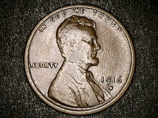 1916 - S Lincoln Wheat Cent Rare Older Error Reverse Die Crack Cud