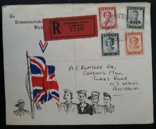 Rare 1947 Southern Rhodesia Registd Victory Ww2 Fdc Ties 4 Stamps Antelope Mine