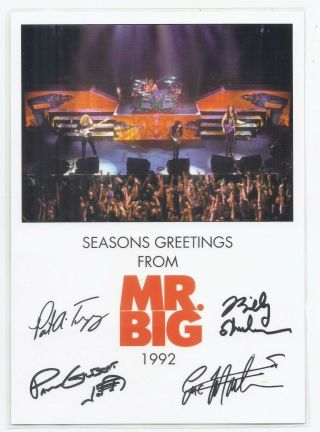 Mr.  Big Fan Club Christmas Card 1992 Rare