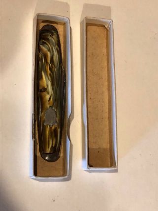 Vintage Cornwall Knife Co.  York Usa 2 Blade Pocket Knife Green Pearl Rare