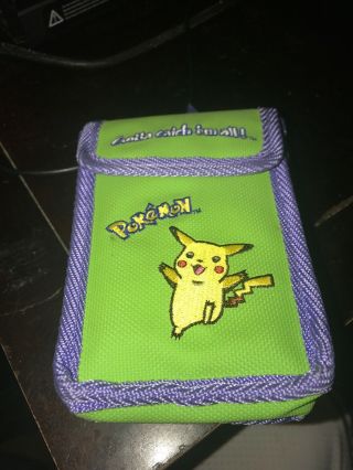 Vintage Pokemon Gameboy Color Carrying Case Travel Bag Green Purple Pikachu Rare