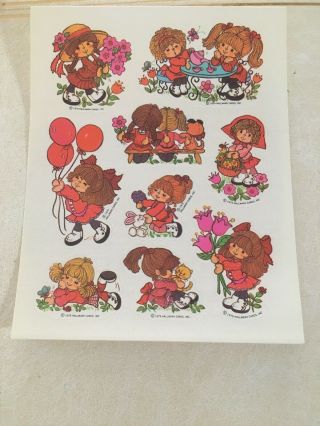 Vtg Children Dolls Yarn Hair Cute Sticker Sheet Rare 1979 Hallmark