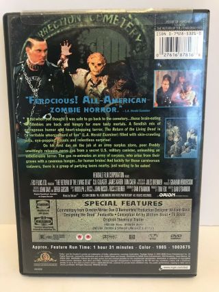 Return Of The Living Dead Dvd 80s 2002 Release Zombies Horror Classic Gore Rare 4