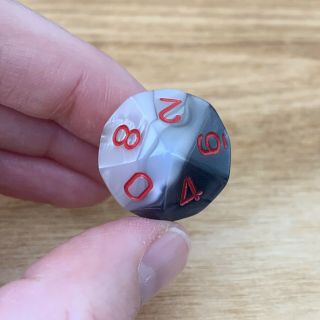 Chessex Gemini Black - White With Red D10 Oop Rare Dice