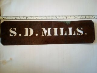 Antique Copper Stencils Late 1800 S D Mills Old Collectible Box Crate Rare