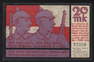 1918 20 Mark Germany Bielefeld Rare Old Vintage Emergency Wwi Money Banknote Unc