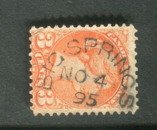 Rare Big Springs Hastings County Split Ring Cancel Son On 3c Small Queen 1890 - 96