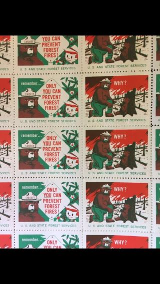 Smokey The Bear Rare - Full - Mnh - Sheet Of Vintage Postage Stamps