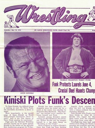 Rare St Louis Wrestling Program June 4 1976 7/22