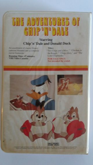 Walt disney home video the adventures of chip n dale VHS rare white clam shell 4