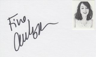 Aubree Plaza Signed Rare Index Card W/ Photo Autographed Parks And Recreation