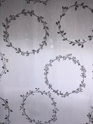 Ikea Curtain Set Two Panels 54x96 White Gray Vine Wreath Leaf Leaves Rare Style