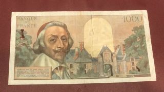 FRANCE FRENCH 1000 FRANCS CARDINAL RICHELIEU 1954 COLLECTIBLE RARE DATE 2