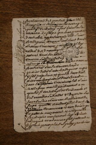 C1774 Justice Handwritten Manuscript Document Rare Very Dark Ink Signed