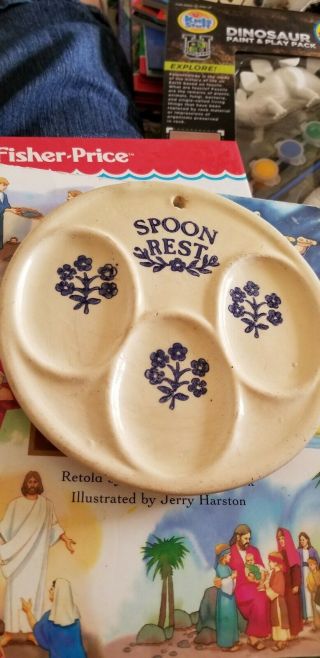 Rare Vintage Ceramic Stoneware Spoon Rest 1950s Corona Crown Kitchen