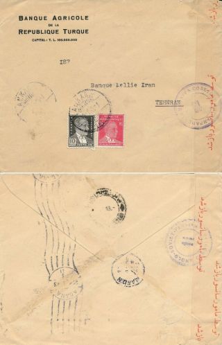 Turkey 1943,  Scarce Cover To Tehran With Rare Censor Marks,  See.  A344