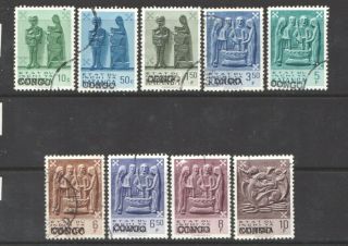 1961 Katanga Local Stamps Albertville Handstamped Congo 9 Stamps All Rare
