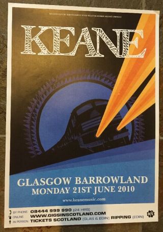 Keane - Very Rare Concert / Gig Poster,  Glasgow,  June 2010