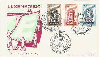 Rare Luxembourg Luxemburg 1956 Europa Fdc Cover
