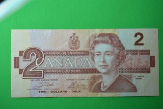 1986 Canada Bill 2$ Xf Crow - Bouey Auk3467714 Very Rare Prefix.
