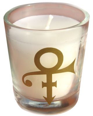 Prince Candle W/ Gold Symbol - Clear Glass Npg Store London Rare