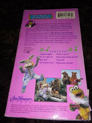 Muppet Sing Alongs BILLY BUNNYS ANIMAL SONGS (VHS) Kermit Jim Henson Rare 2