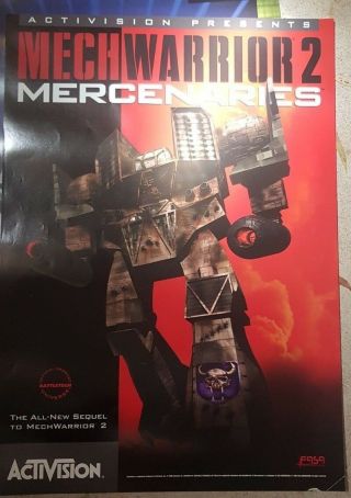 Mechwarriors 2 Mercenaries Rare Video Game Promo Poster Activision