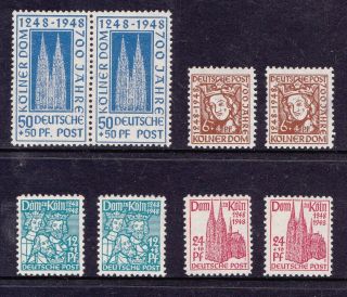 Germany Bizonal Allied Occupation Semi - Postals 1948 Rare Pair Variety Pf.  Muh