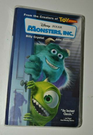 Monsters Inc Clam Shell Vhs Disney Pixar Blue Rare Vg,  23967