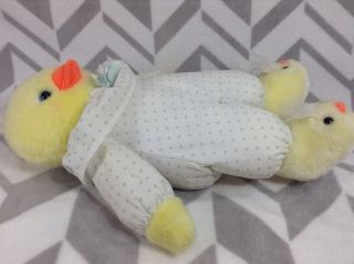 Rare Int ' l Silver Co Vintage Yellow Duck Chic Plush Polka Dot Slippers Stuffed 4
