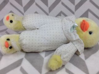 Rare Int ' l Silver Co Vintage Yellow Duck Chic Plush Polka Dot Slippers Stuffed 5