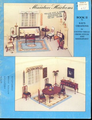 Rare 1981 Miniature Heirlooms Rugs Pillows Bell Pulls Pictures Pattern Book