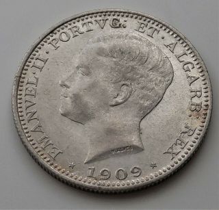 Rare Portugal Silver Coin - King D.  Manuel Ii - 200 Reis - 1909 Xf