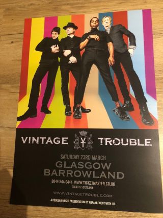 Vintage Trouble - Rare Glasgow Concert /gig Poster,  March 2019