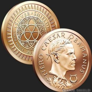 2017 Silver Shield Nero Caesar Obamanus Obama 1 Oz Copper Bu Round Rare