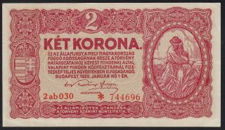 1930 Hungary 100 2 Korona Rare Vintage Paper Money Banknote Currency P 58 Unc