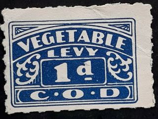 Rare 1946 Queensland Australia 1d Blue Vegetable Levy Stamp No Gum